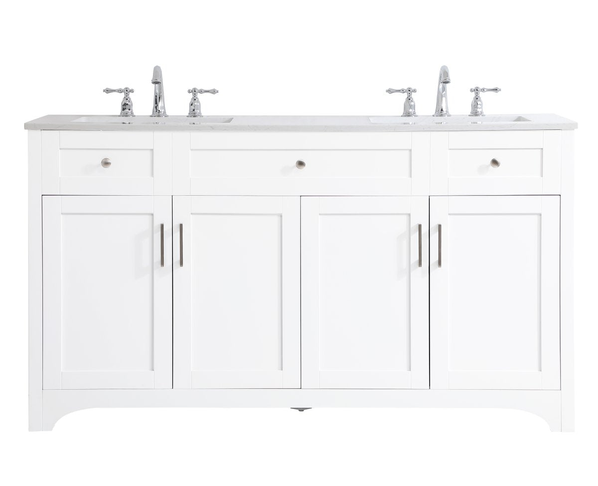 VF17060DWH 60" Double Bathroom Vanity in White