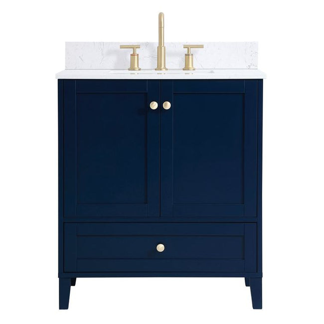 VF18030BL-BS 30" Single Bathroom Vanity in Blue With Backsplash