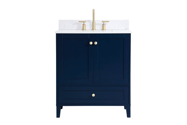 VF18030BL-BS 30" Single Bathroom Vanity in Blue With Backsplash