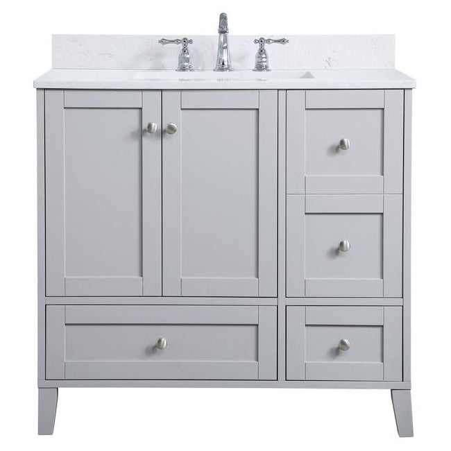 VF18036GR-BS 36" Single Bathroom Vanity in Grey With Backsplash