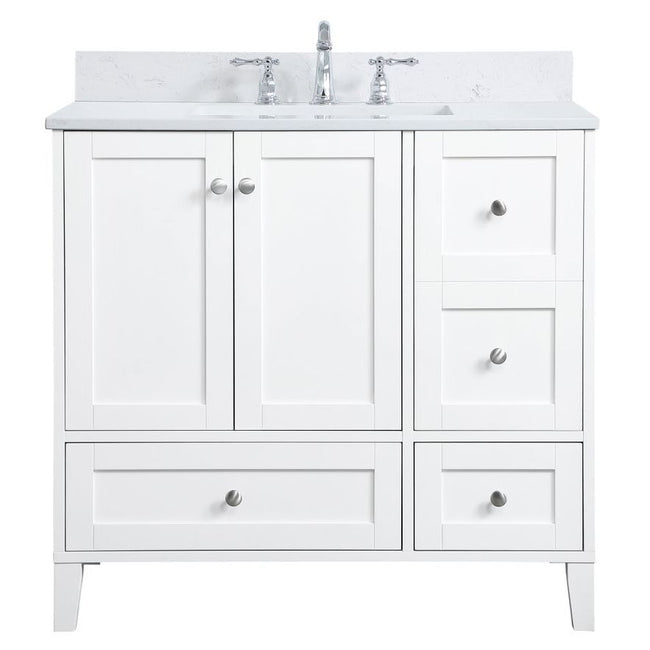 VF18036WH-BS 36" Single Bathroom Vanity in White With Backsplash