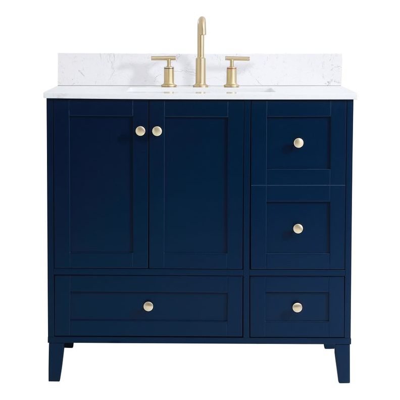 VF18036BL-BS 36" Single Bathroom Vanity in Blue With Backsplash
