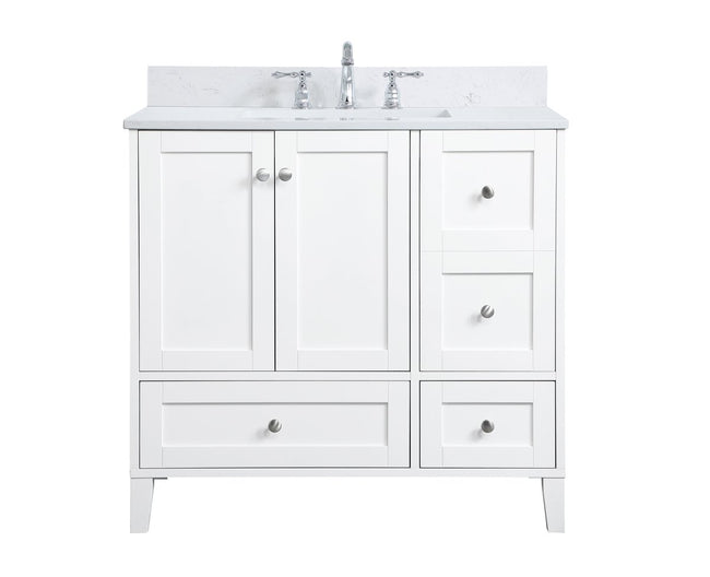 VF18036WH-BS 36" Single Bathroom Vanity in White With Backsplash