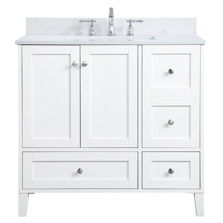 VF18036WH-BS 36" Single Bathroom Vanity in White With Backsplash