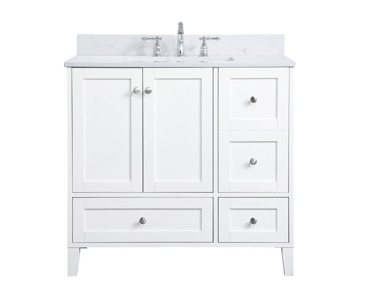 VF18036WH-BS 36" Single Bathroom Vanity in White With Backsplash
