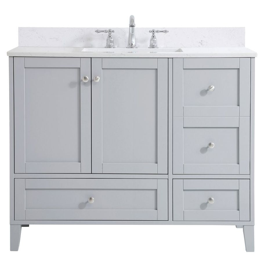 VF18042GR-BS 42" Single Bathroom Vanity in Grey With Backsplash