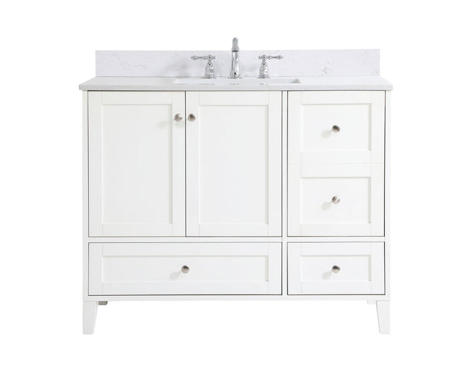 VF18042WH-BS 42" Single Bathroom Vanity in White With Backsplash