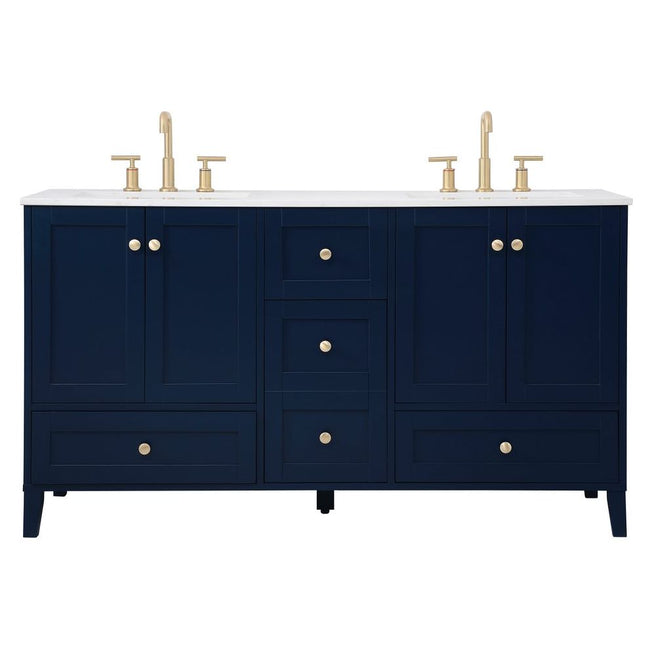 VF18060DBL 60" Double Bathroom Vanity in Blue