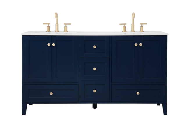 VF18060DBL 60" Double Bathroom Vanity in Blue