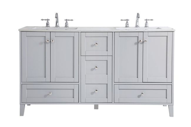 VF18060DGR 60" Double Bathroom Vanity in Grey