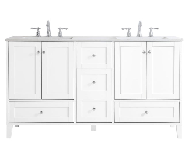 VF18060DWH 60" Double Bathroom Vanity in White