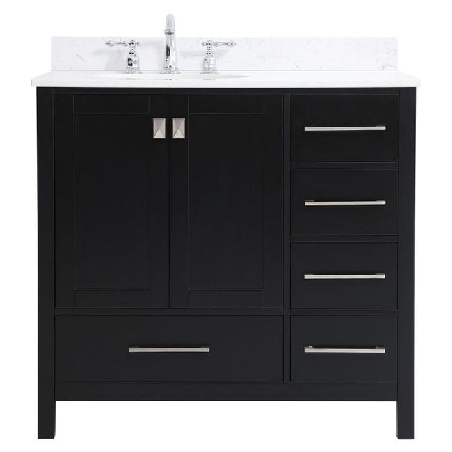 VF18836BK-BS 36" Single Bathroom Vanity in Black With Backsplash