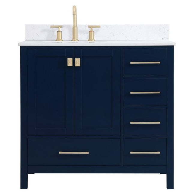 VF18836BL-BS 36" Single Bathroom Vanity in Blue With Backsplash