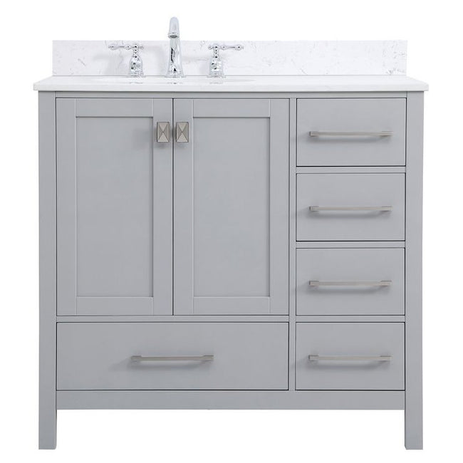 VF18836GR-BS 36" Single Bathroom Vanity in Gray With Backsplash