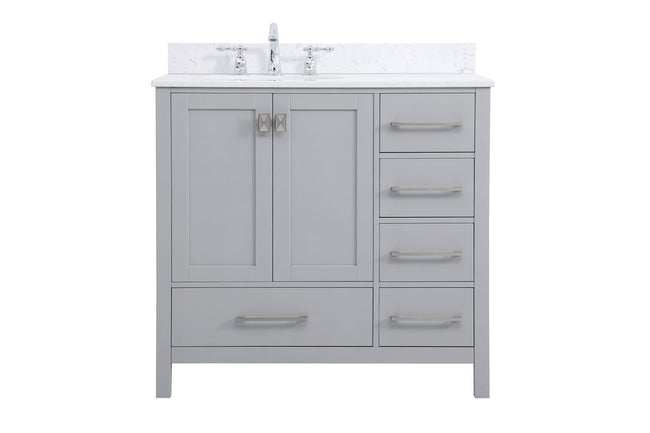 VF18836GR-BS 36" Single Bathroom Vanity in Gray With Backsplash