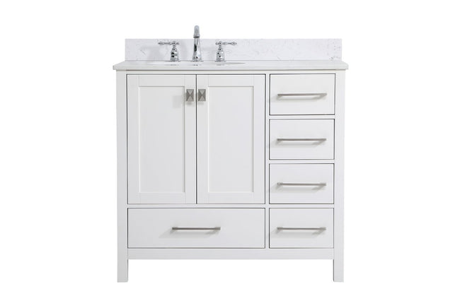 VF18836WH-BS 36" Single Bathroom Vanity in White With Backsplash