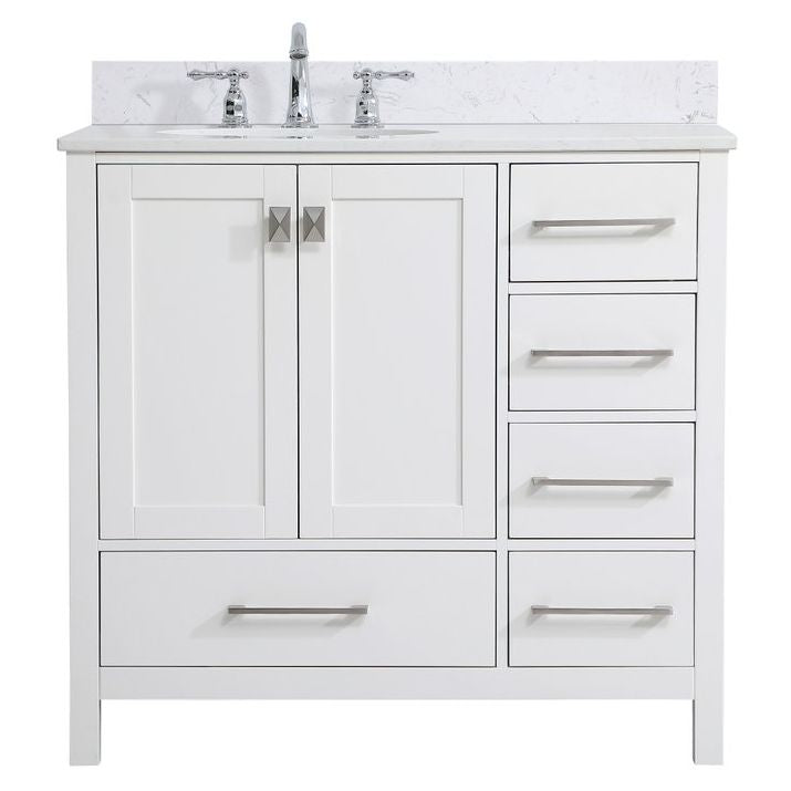 VF18836WH-BS 36" Single Bathroom Vanity in White With Backsplash