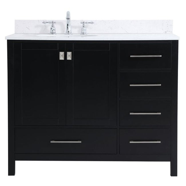 VF18842BK-BS 42" Single Bathroom Vanity in Black With Backsplash