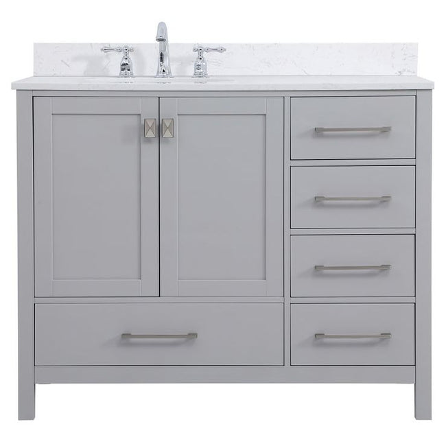 VF18842GR-BS 42" Single Bathroom Vanity in Gray With Backsplash
