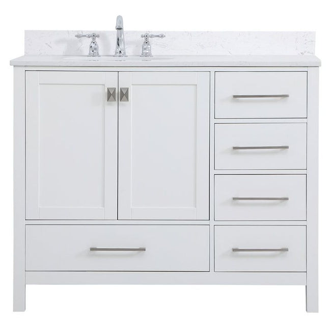 VF18842WH-BS 42" Single Bathroom Vanity in White With Backsplash