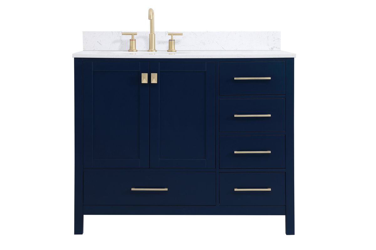 VF18842BL-BS 42" Single Bathroom Vanity in Blue With Backsplash