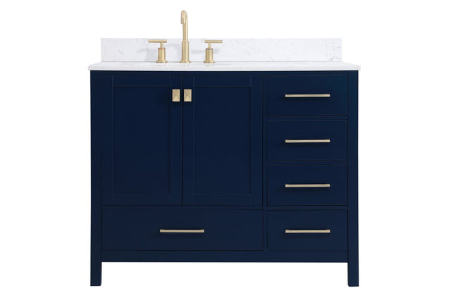 VF18842BL-BS 42" Single Bathroom Vanity in Blue With Backsplash
