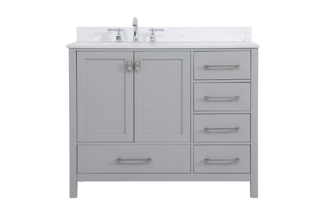 VF18842GR-BS 42" Single Bathroom Vanity in Gray With Backsplash