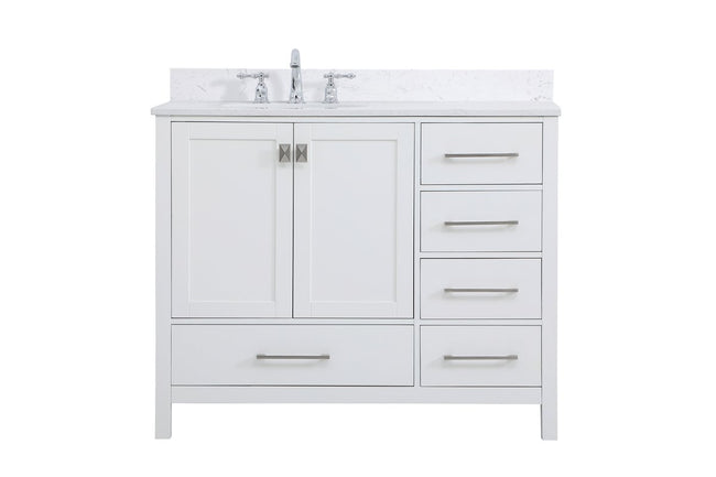 VF18842WH-BS 42" Single Bathroom Vanity in White With Backsplash