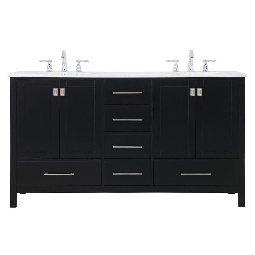 VF18860DBK 60" Double Bathroom Vanity in Black