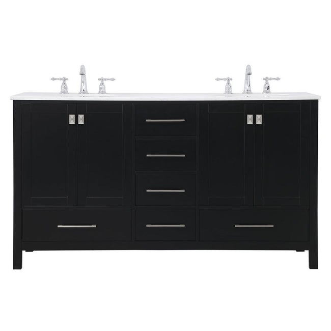 VF18860DBK 60" Double Bathroom Vanity in Black