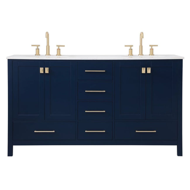 VF18860DBL 60" Double Bathroom Vanity in Blue