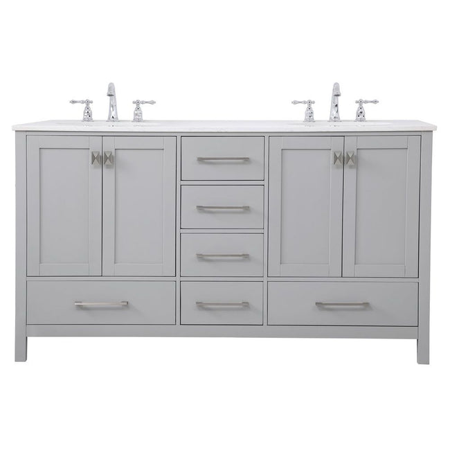 VF18860DGR 60" Double Bathroom Vanity in Gray