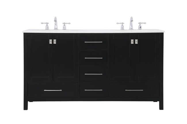 VF18860DBK 60" Double Bathroom Vanity in Black