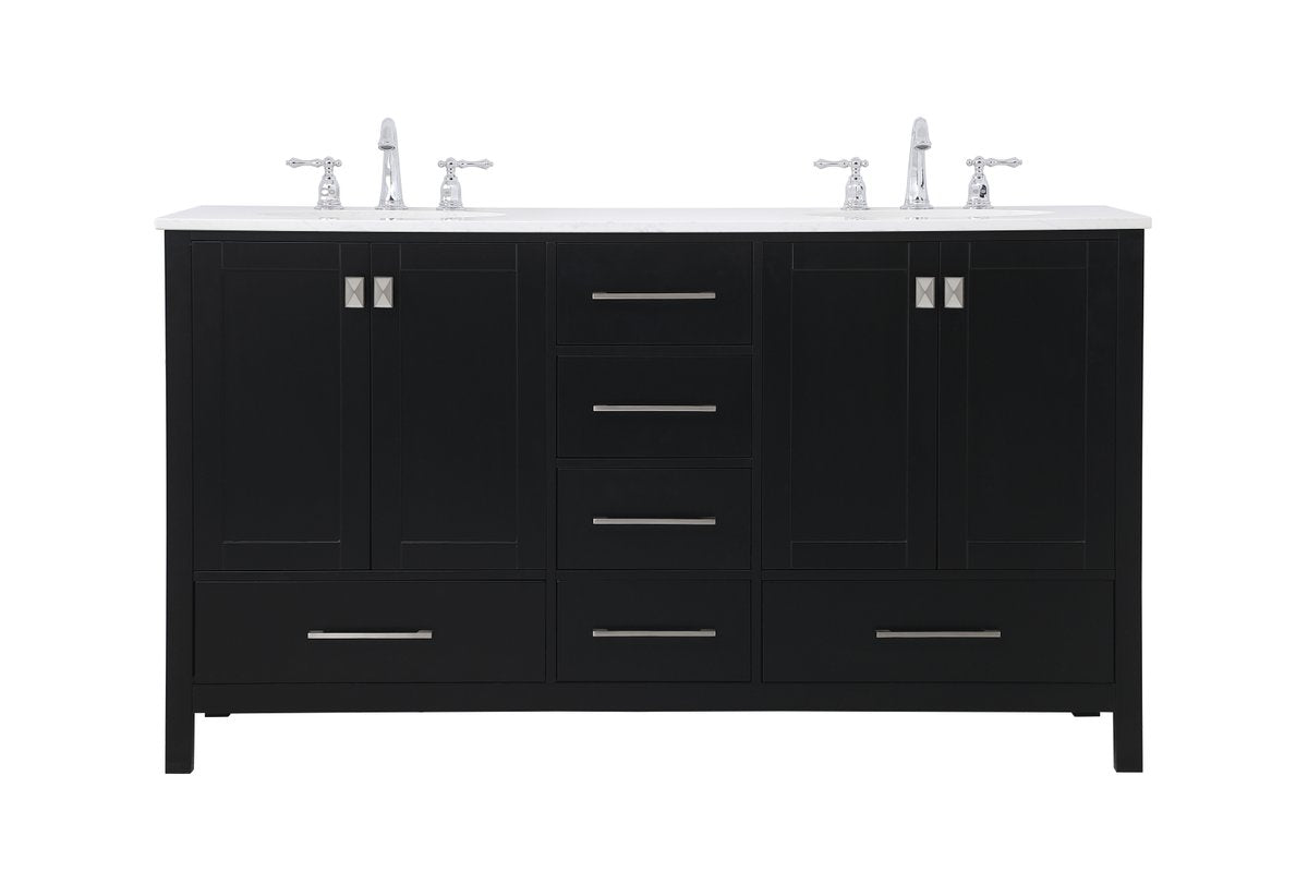 VF18860DBK 60" Double Bathroom Vanity in Black