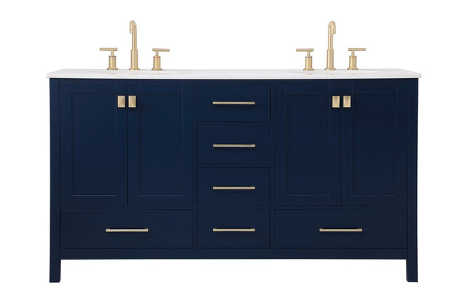 VF18860DBL 60" Double Bathroom Vanity in Blue