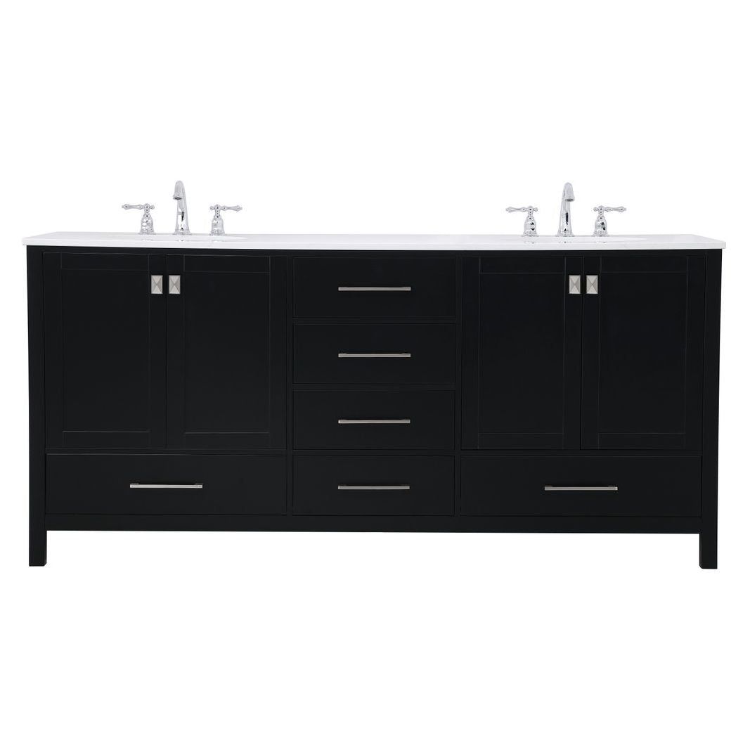 VF18872DBK 72" Double Bathroom Vanity in Black