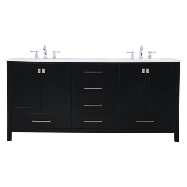 VF18872DBK 72" Double Bathroom Vanity in Black