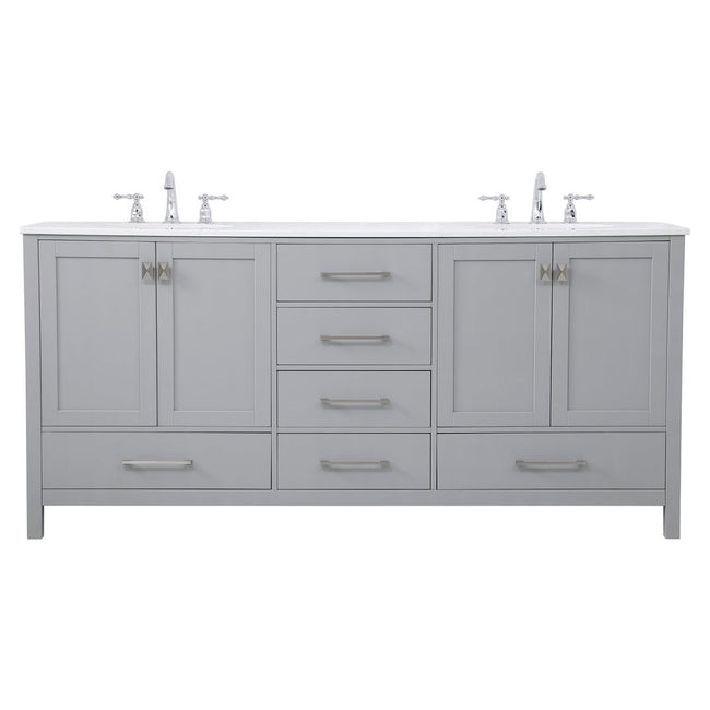 VF18872DGR 72" Double Bathroom Vanity in Gray