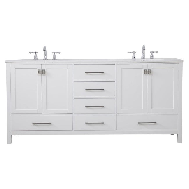 VF18872DWH 72" Double Bathroom Vanity in White