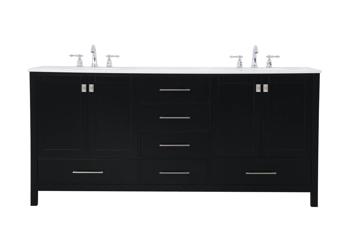 VF18872DBK 72" Double Bathroom Vanity in Black