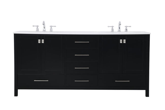 VF18872DBK 72" Double Bathroom Vanity in Black