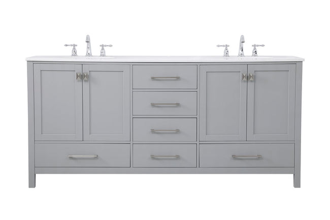 VF18872DGR 72" Double Bathroom Vanity in Gray