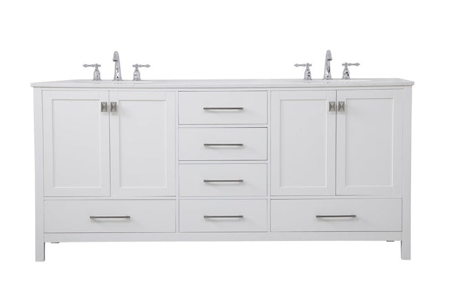 VF18872DWH 72" Double Bathroom Vanity in White