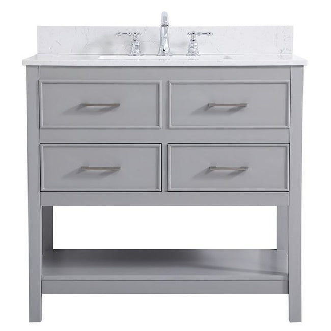 VF19036GR-BS 36" Single Bathroom Vanity in Gray With Backsplash