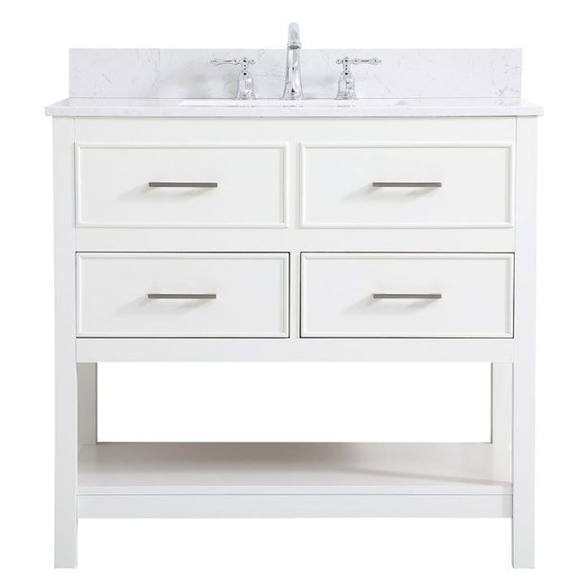 VF19036WH-BS 36" Single Bathroom Vanity in White With Backsplash