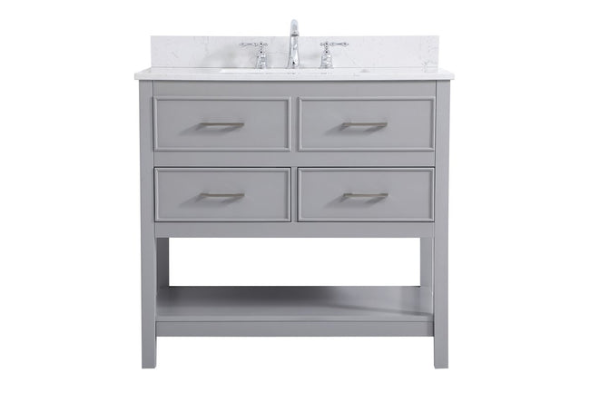 VF19036GR-BS 36" Single Bathroom Vanity in Gray With Backsplash