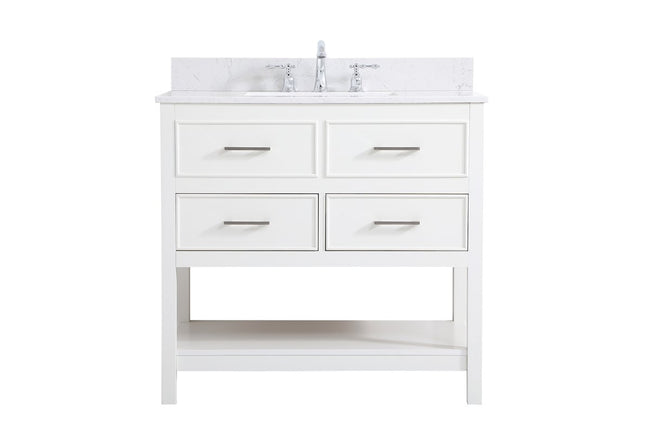 VF19036WH-BS 36" Single Bathroom Vanity in White With Backsplash