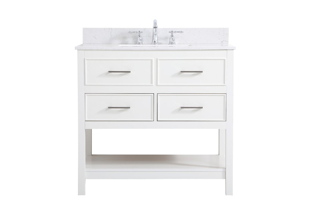VF19036WH-BS 36" Single Bathroom Vanity in White With Backsplash