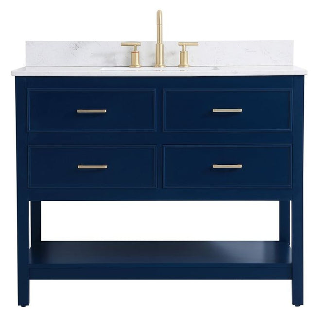 VF19042BL-BS 42" Single Bathroom Vanity in Blue With Backsplash