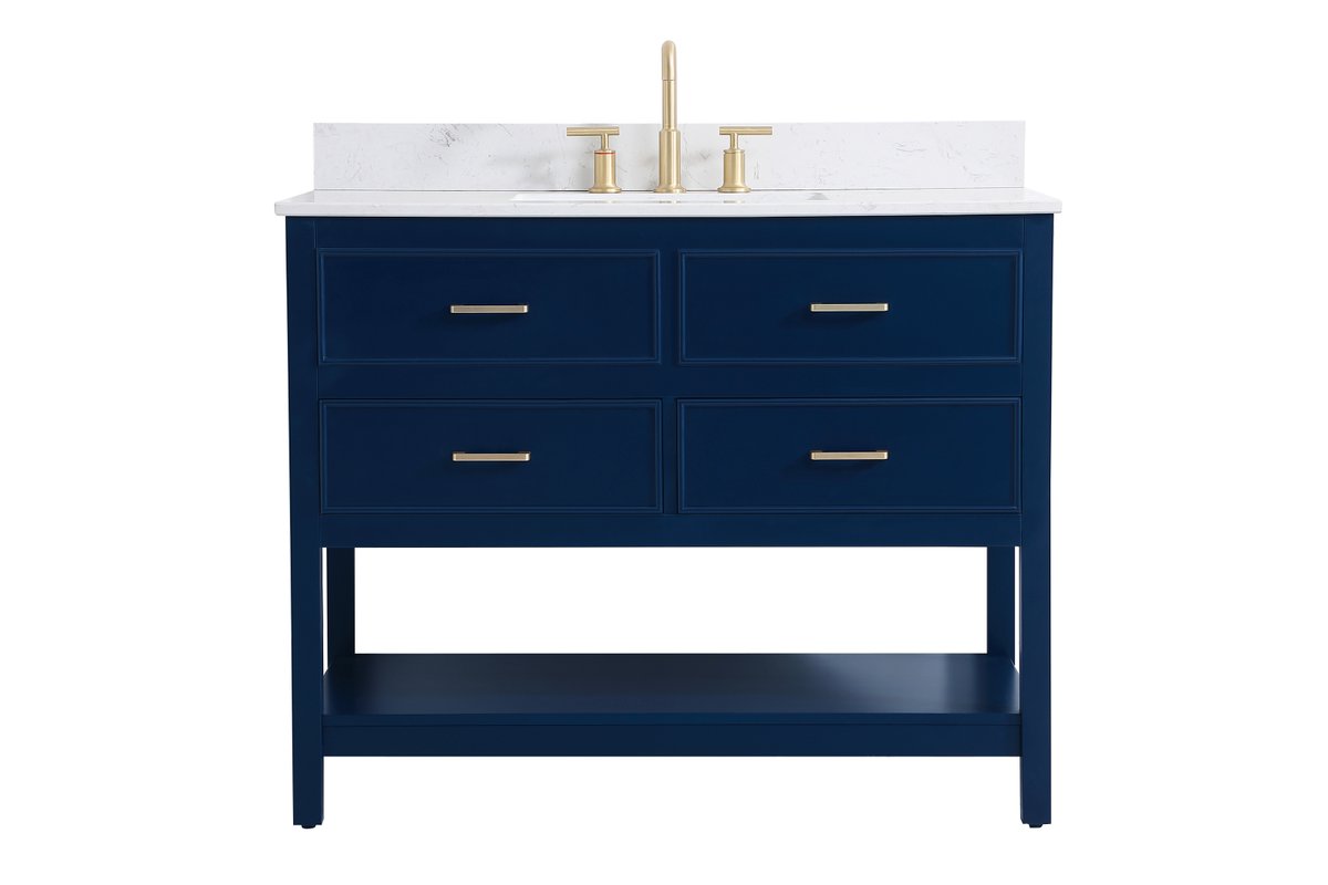 VF19042BL-BS 42" Single Bathroom Vanity in Blue With Backsplash